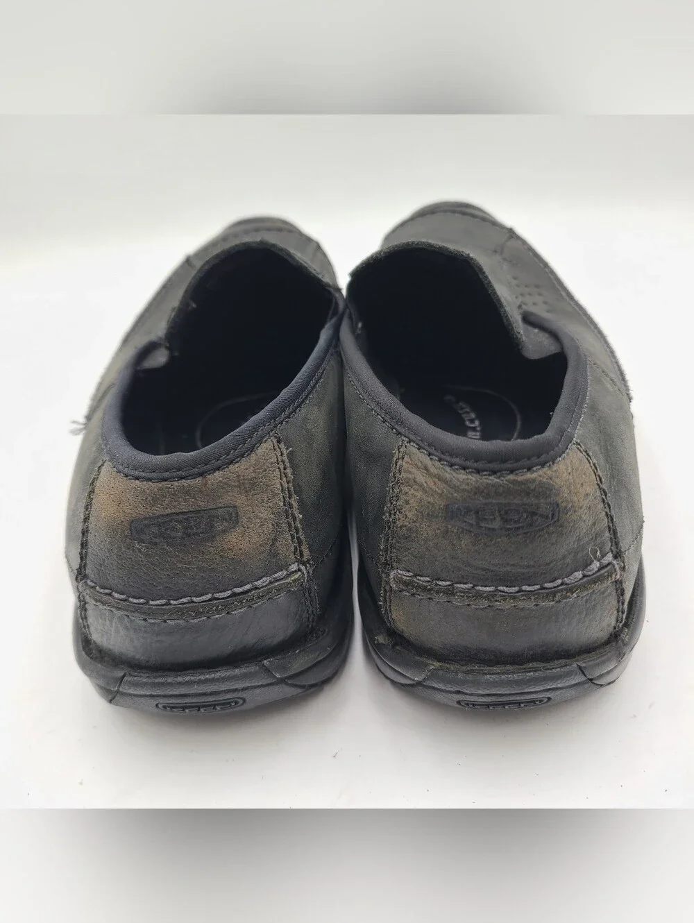 B38 Keen Dillon Black Leather Mens Size 12 Casual Comfort Slip On Shoes Loafers